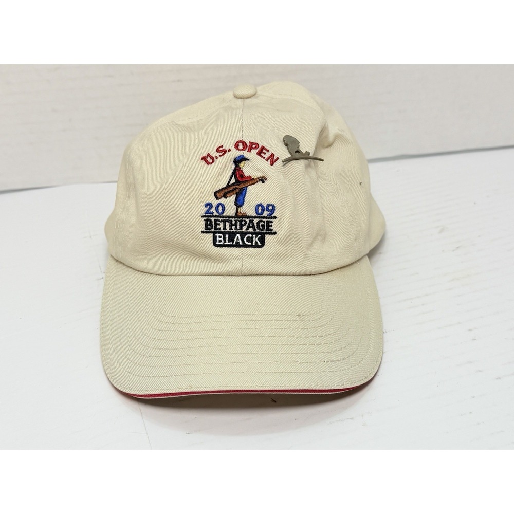 Vintage 2009 USGA Member US Open Bethpage Black Golf Beige Strapback Hat Cap